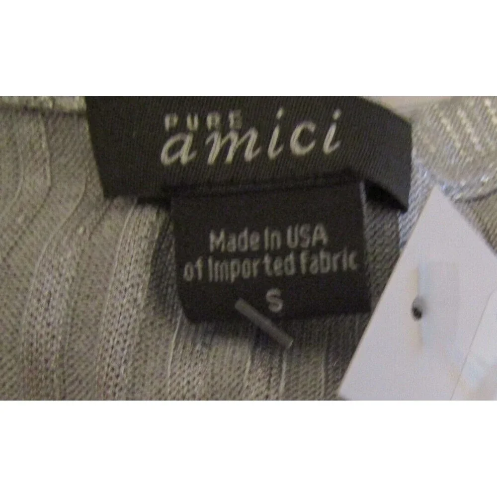 Pure Amici Tank Top Metallic  Silver Ribbed NWT Womens Size S